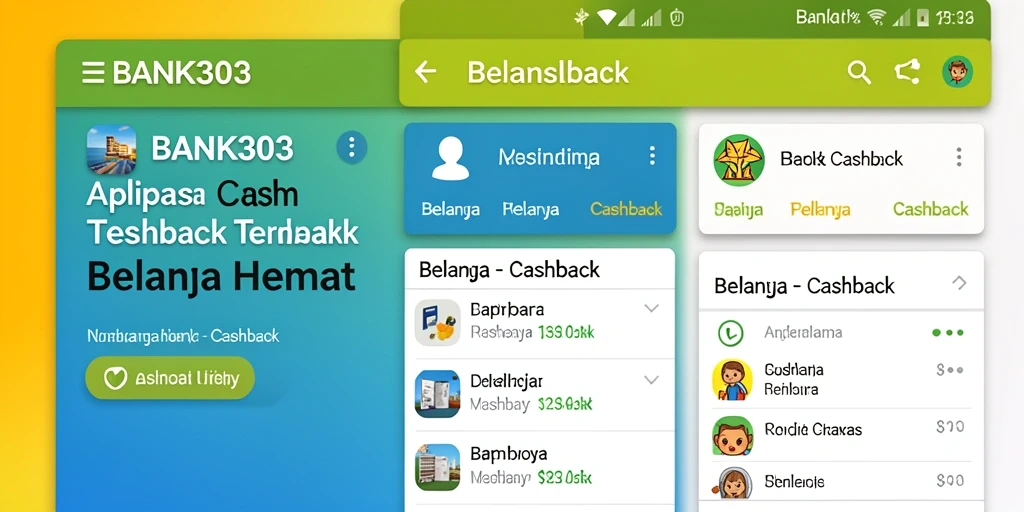 Antarmuka BANK303 dengan berbagai penawaran cashback yang menarik.