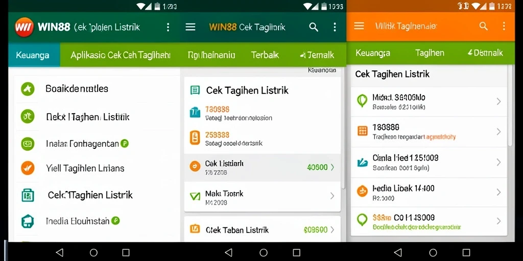 Screenshot antarmuka WIN88 menampilkan fitur cek tagihan listrik yang informatif.