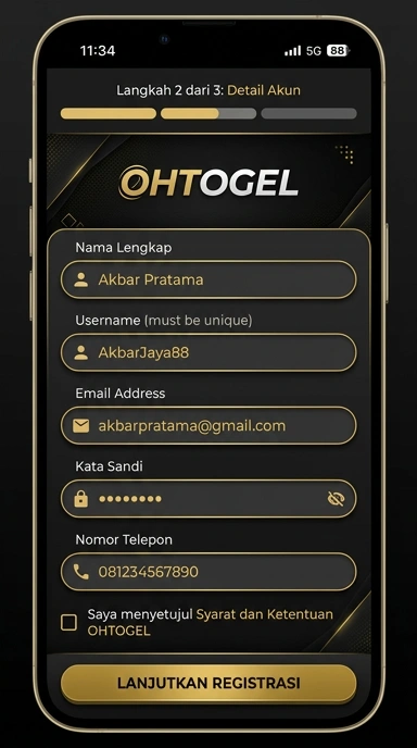 Tampilan halaman daftar ohtogel