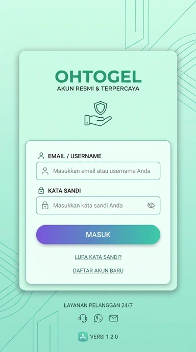 Tampilan halaman login ohtogel